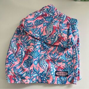 Vineyard Vines Men’s Swim‎ Trunks XL Seahorse print pink blue preppy swim shorts